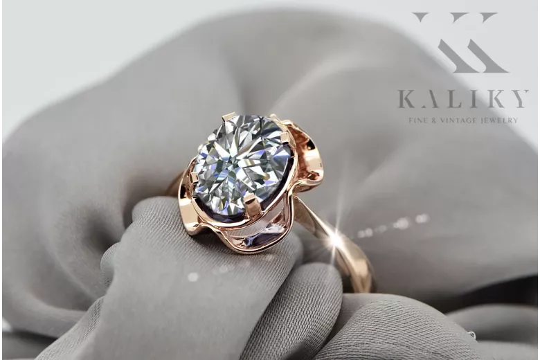 Zircon Original Vintage 14K Rose Gold Ring Vintage style vrc206r
